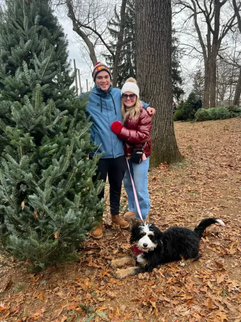 Christmas tree shopping with a whole family.