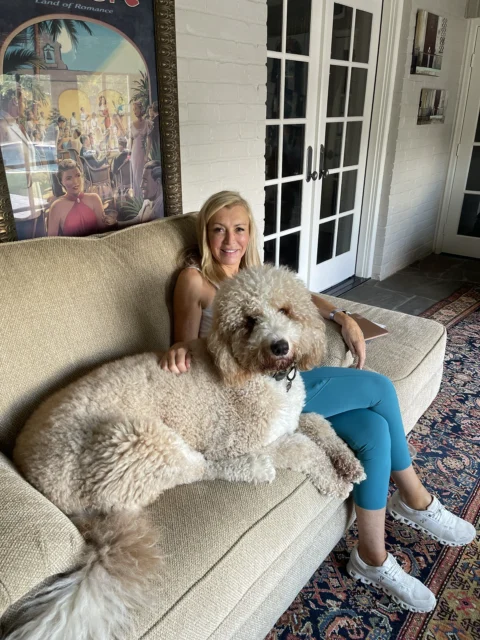 Marie Q. with her Goldendoodle